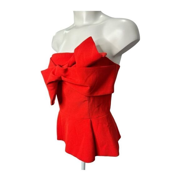 Adelyn Rae Red Strapless Peplum‎ Top Bow sz Small - Picture 2 of 7